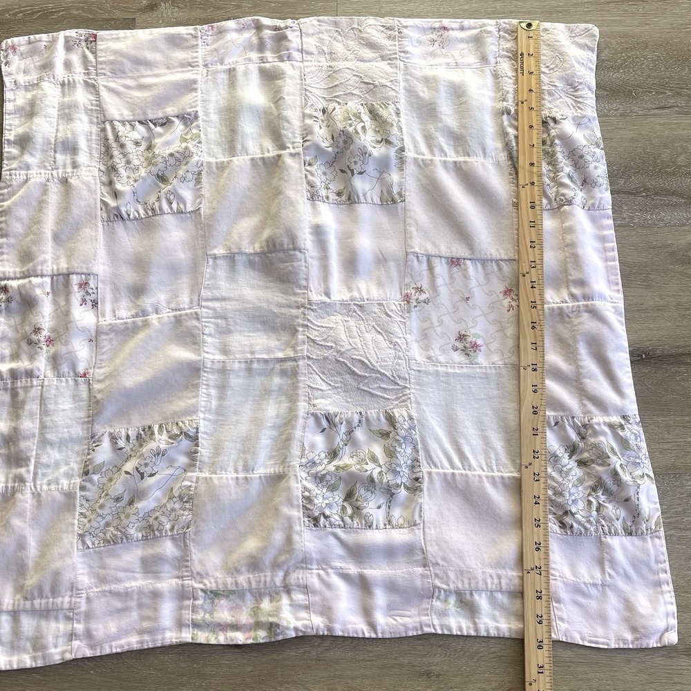 Bella Notte Pink Patchwork Pillowsham Quilted Squares Linen 25"x25" USA - Picture 3 of 8